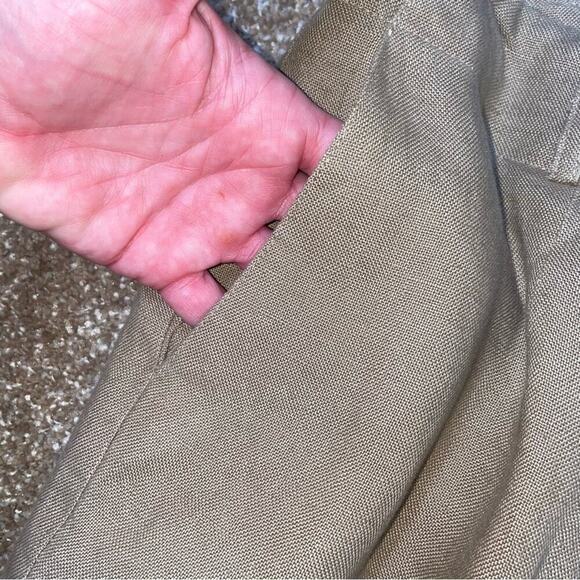 Talbots pants Irish Linen tan straight leg breathable SZ 12 POCKETS zip up - Picture 8 of 12